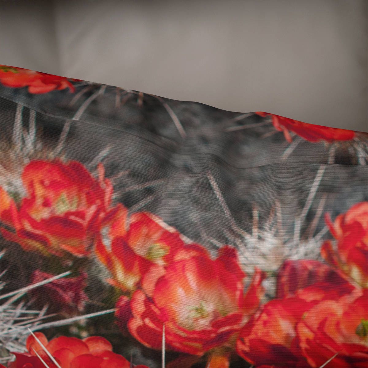 Black and Red Cactus Flowers Throw Pillow Cover - Pillows