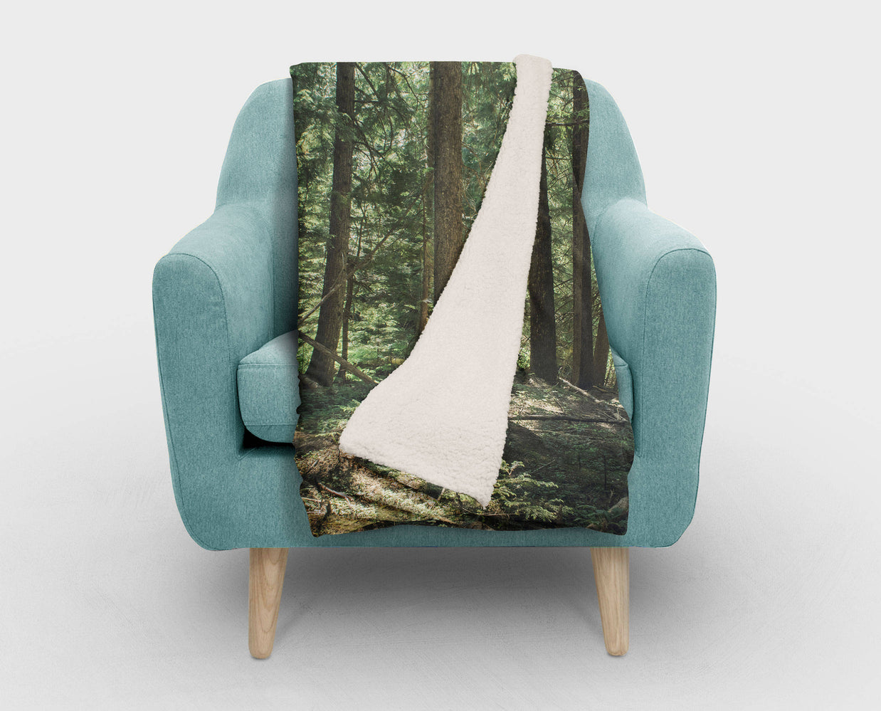 Cedar Forest Sherpa Throw Blanket Trees Vegan Fleece - 2