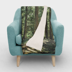 Cedar Forest Sherpa Throw Blanket Trees Vegan Fleece - 2