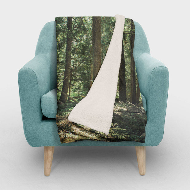 Cedar Forest Sherpa Throw Blanket Trees Vegan Fleece - 2