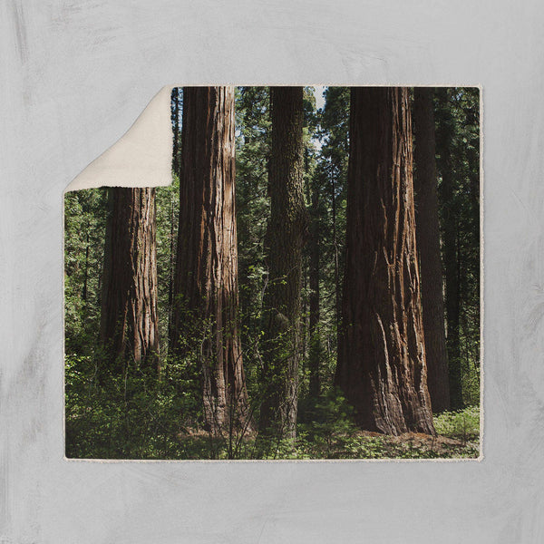 Sequoia Forest Sherpa Throw Blanket California Gift Vegan