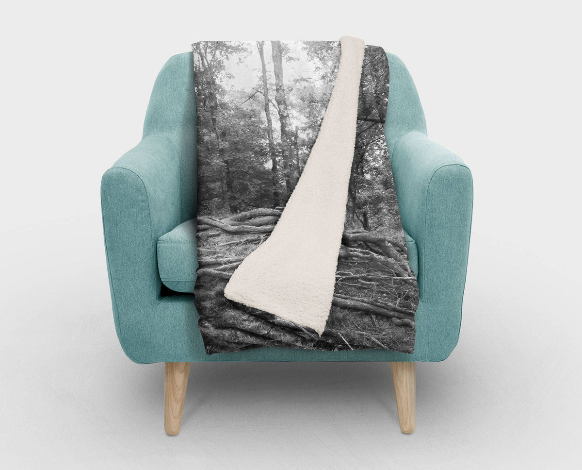 Tree Roots Sherpa Throw Blanket of Life Vegan Fleece - Two