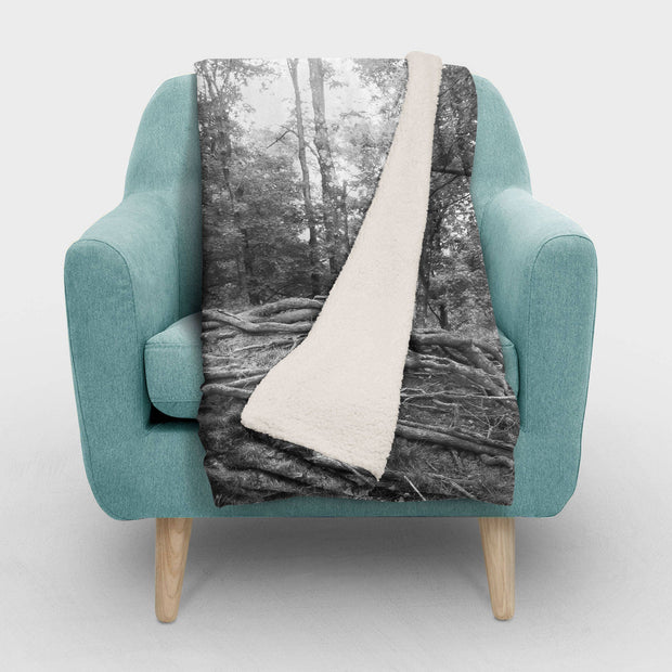 Tree Roots Sherpa Throw Blanket of Life Vegan Fleece - Two