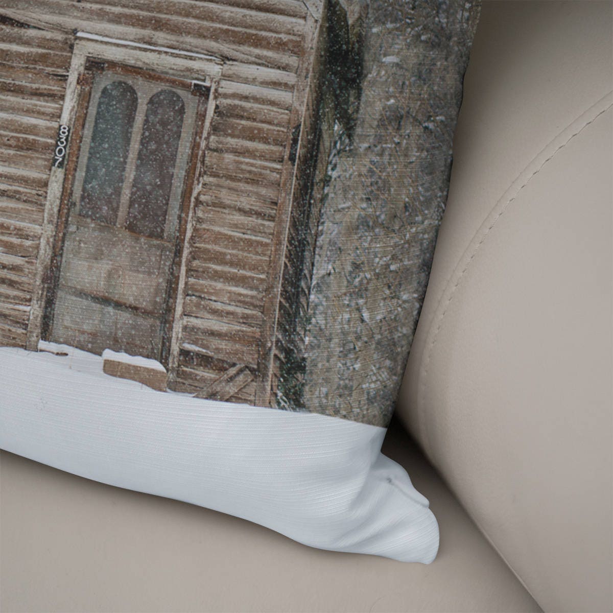 Winter Cabin Throw Pillow Cover Rustic Case, - Pillows