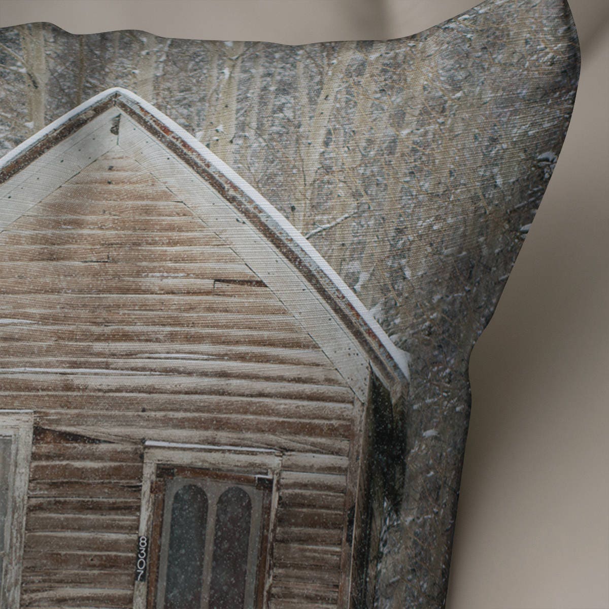 Winter Cabin Throw Pillow Cover Rustic Case, - Pillows