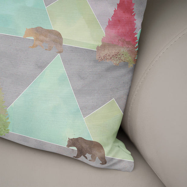 Bears in the Forest Throw Pillow Rustic Mountain Couch