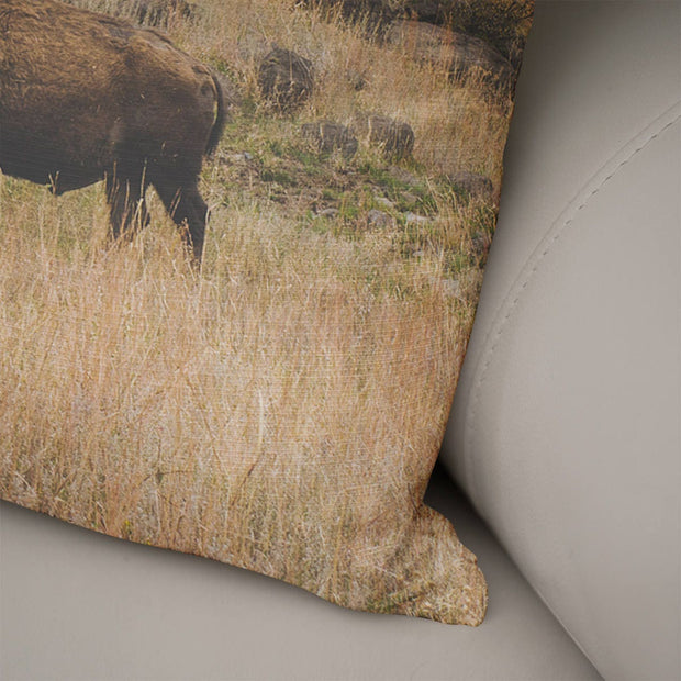 Bison Throw Pillow Cover Rustic Decor Wichita Mountains