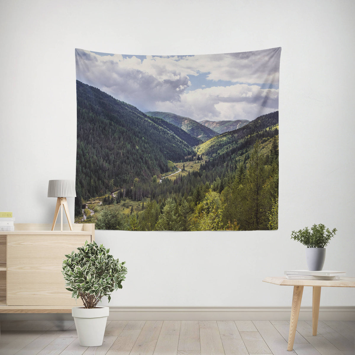 Lush Mountain Valley Wall Tapestry Green Nature Idaho Decor