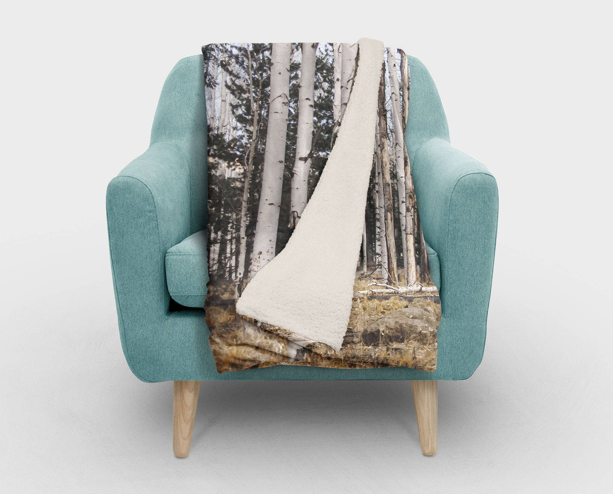 Birch Trees Sherpa Fleece Throw Blanket Vegan - 2 Sizes -