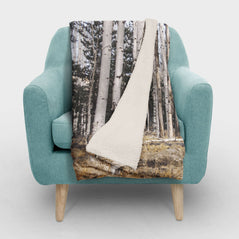 Birch Trees Sherpa Fleece Throw Blanket Vegan - 2 Sizes -