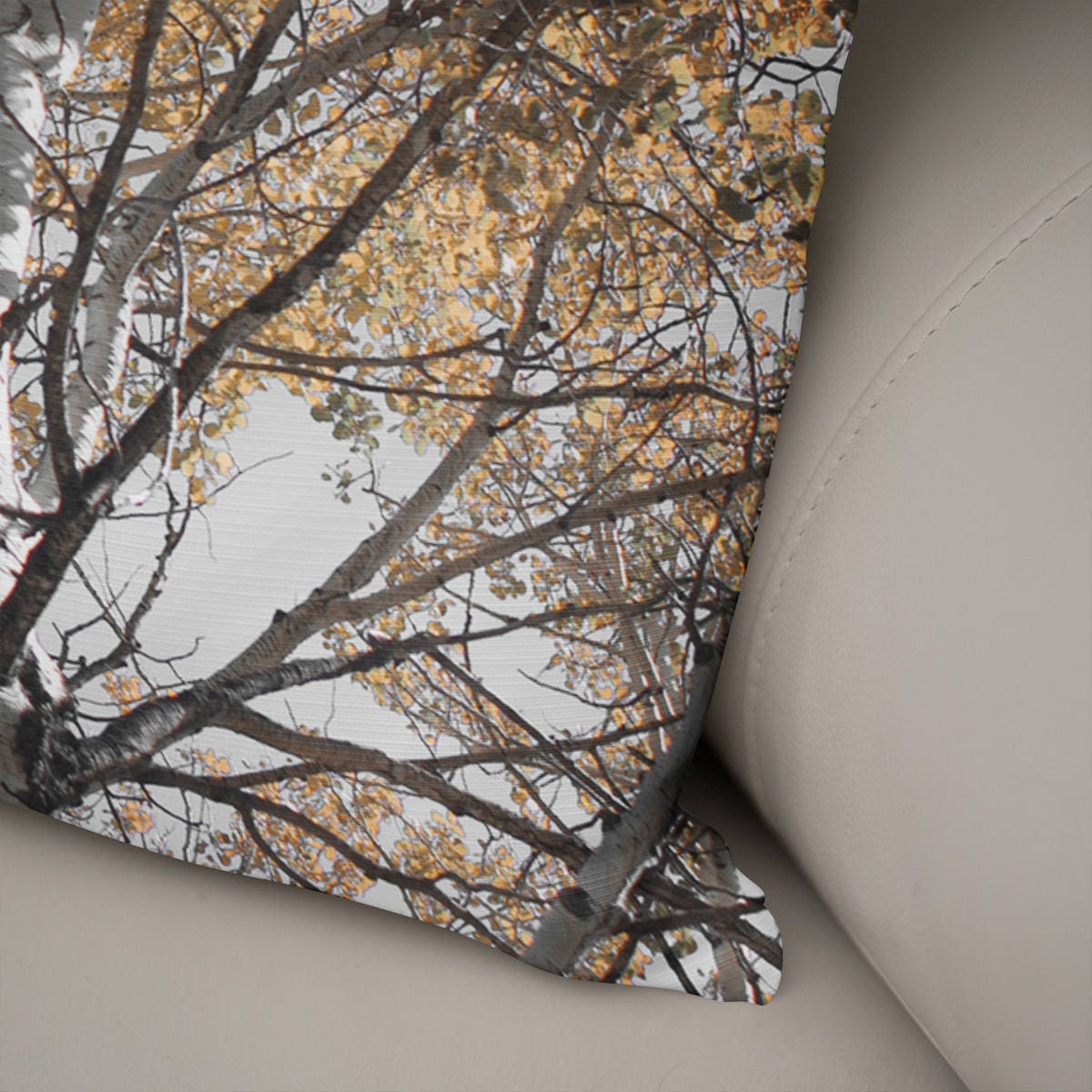 Autumn Decor White Aspen Tree Throw Pillow Cover Forest