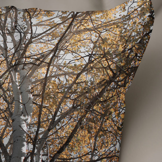 Autumn Decor White Aspen Tree Throw Pillow Cover Forest