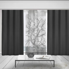 Black and White Tree Branches Window Curtains 50x84 Sheer