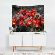 Red Cactus Flowers Southwest Wall Tapestry - Decorative