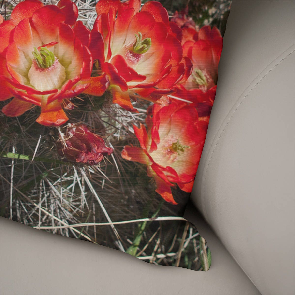 Black and Red Cactus Flowers Throw Pillow Cover - Pillows
