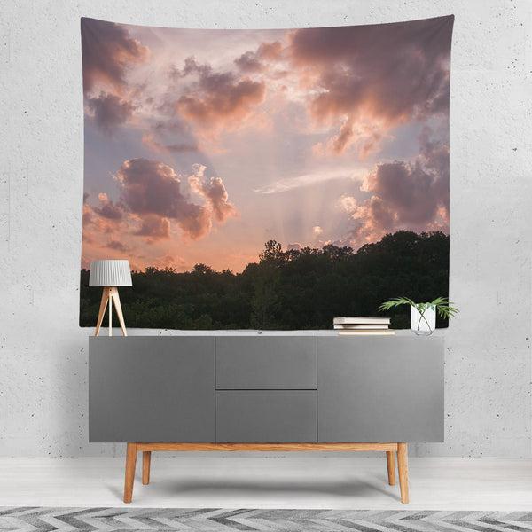 Sunset Wall Tapestry Epic Sky and Clouds Rays of Light -