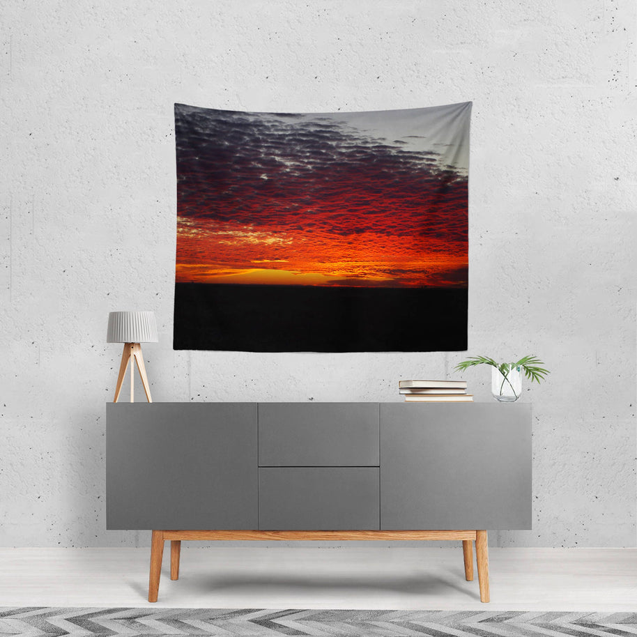 Red Sunset Wall Tapestry Epic Clouds West Texas Art -