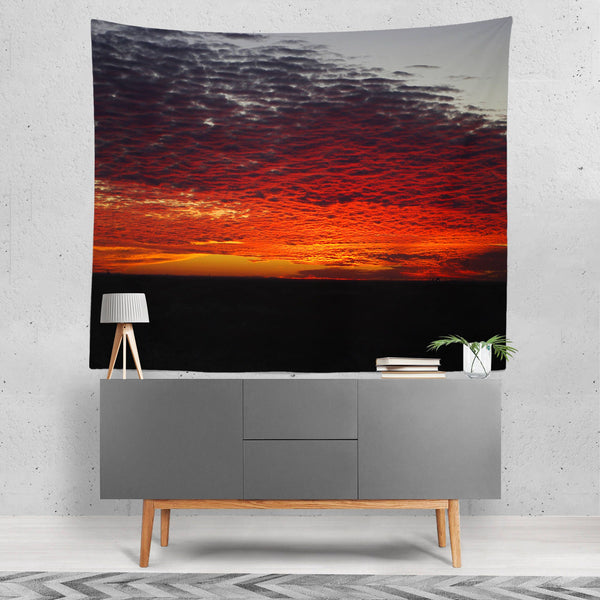 Red Sunset Wall Tapestry Epic Clouds West Texas Art -