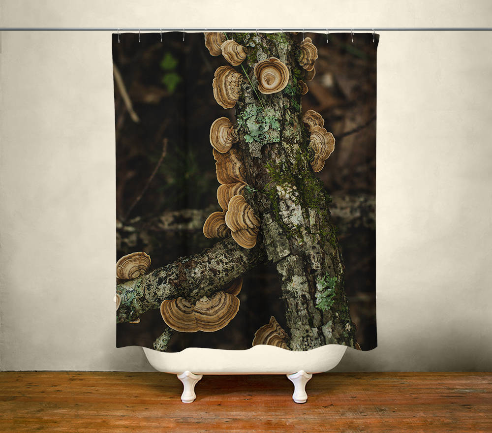 Turkey Tail Mushroom Shower Curtain 71x74 inch - in