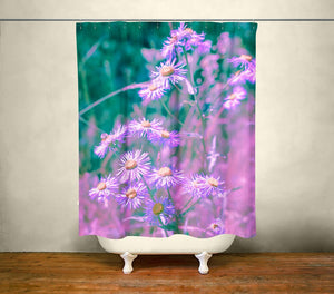 Purple Floral Shower Curtain 71x74 inch Surreal Ultraviolet