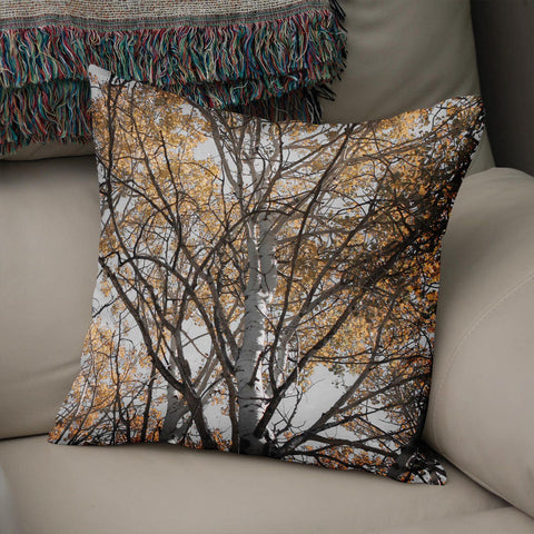 Autumn Decor White Aspen Tree Throw Pillow Cover Forest