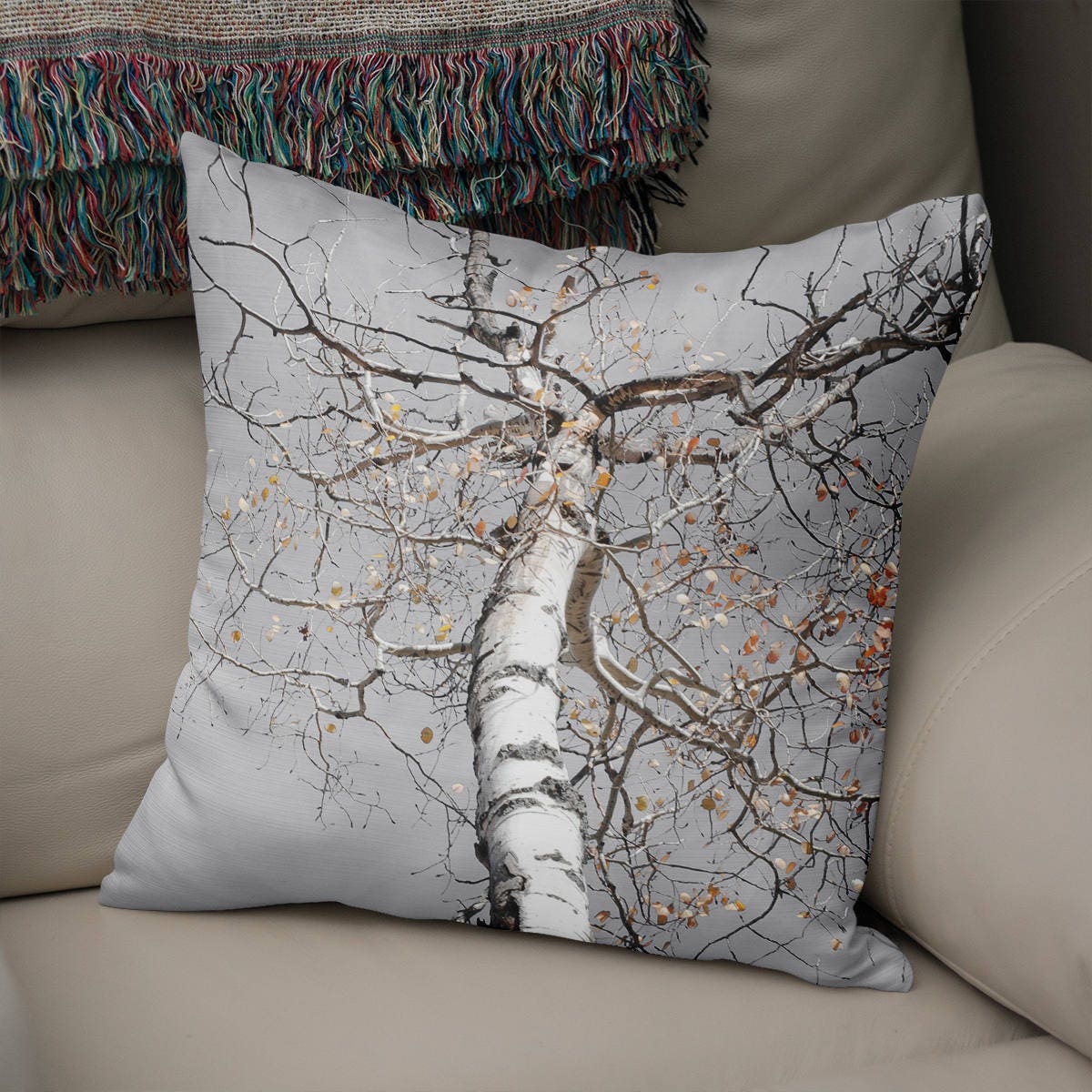 Towering Aspen Throw Pillow Cover Birch Tree Decor - Pillows