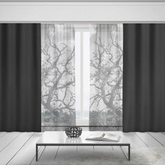 Black and White Tree Branches Window Curtains 50x84 Sheer