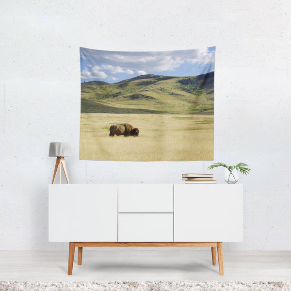Home on the Range Bison Wall Tapestry Montana Decor -
