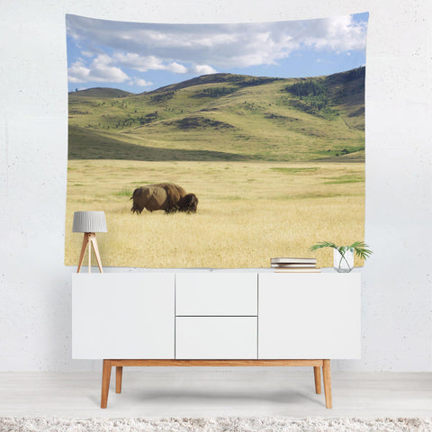 Home on the Range Bison Wall Tapestry Montana Decor -
