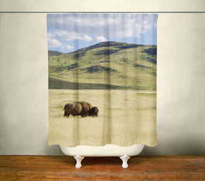 Bison Shower Curtain 71x74 inch Montana Western Decor - in