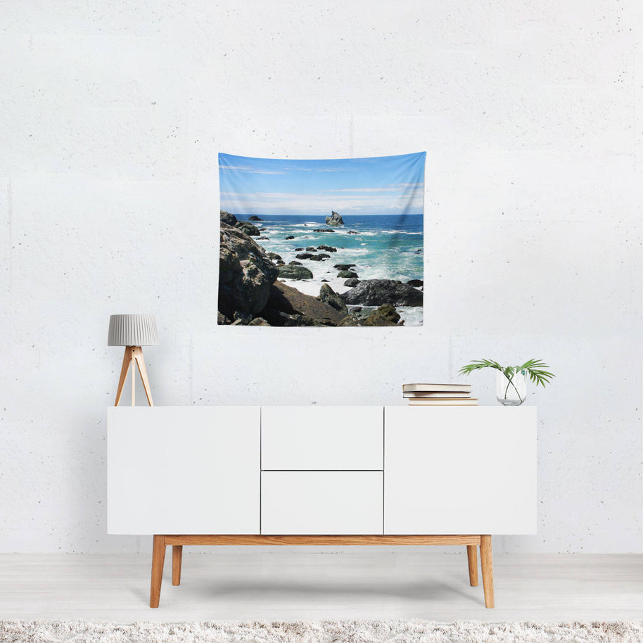 California Beach Wall Tapestry Waves on Pacific Ocean -