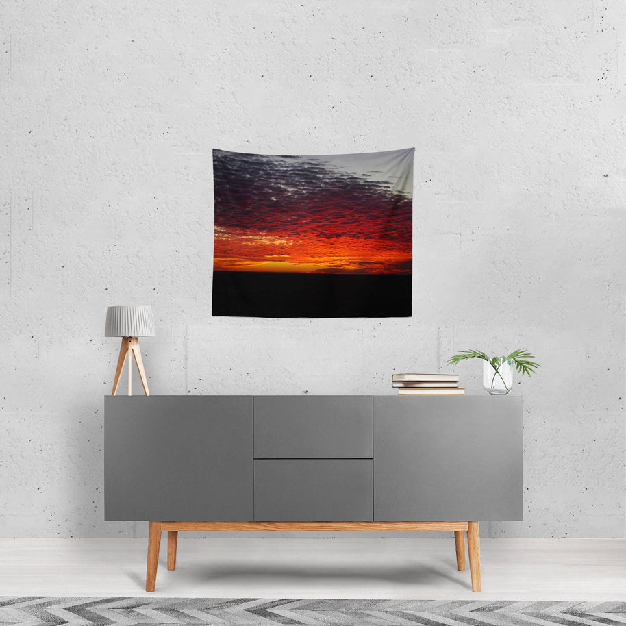 Red Sunset Wall Tapestry Epic Clouds West Texas Art -