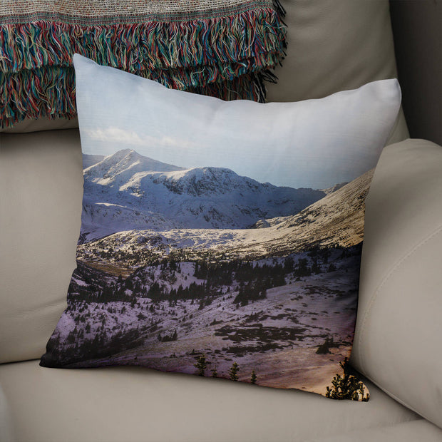 Snowy Mountain Range Throw Pillow Cover
