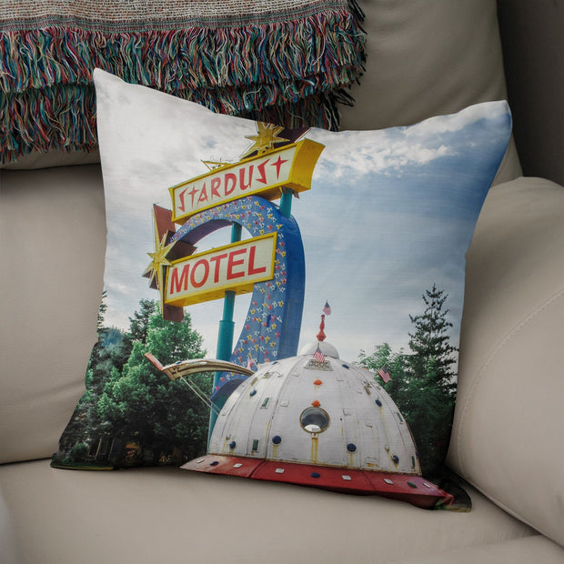 Stardust Motel Sign Throw Pillow Cover Retro Home Decor, -