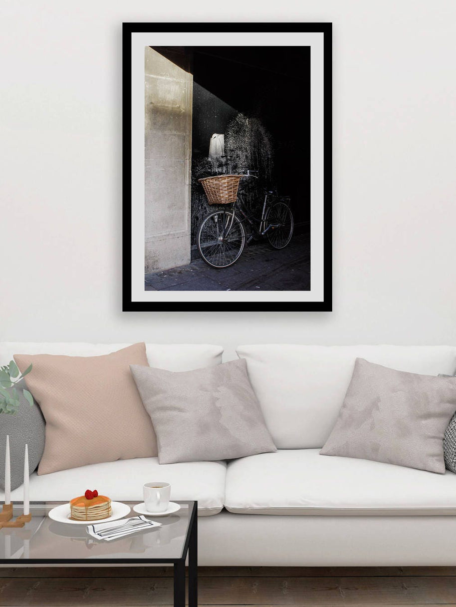 Bicycle In Alley Way Wall Art Print Cambridge UK Photo -