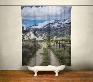 Mountain Road Shower Curtain 71x74 inch Wanderlust Decor
