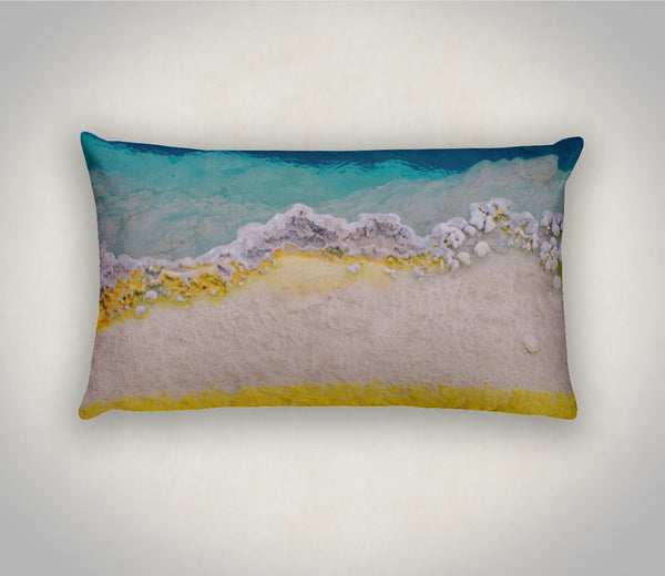 Blue and Yellow Lumbar Pillow Cover Modern Mineral Texture -