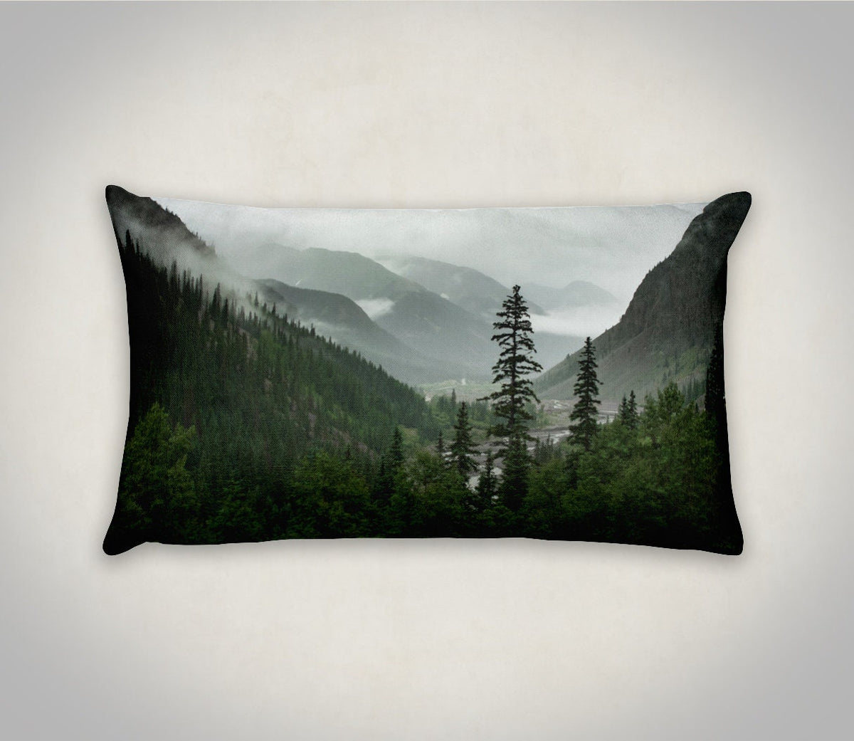 Foggy Mountain Valley Lumbar Pillow Cover Colorado Decor -