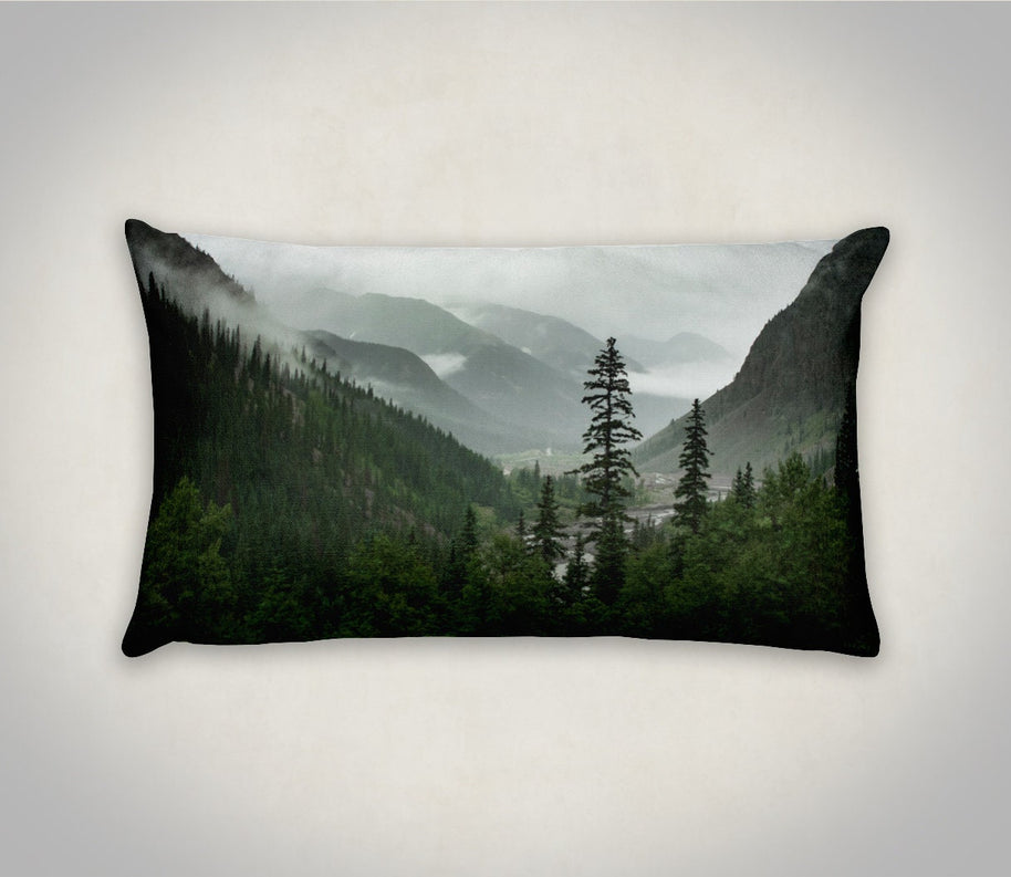 Foggy Mountain Valley Lumbar Pillow Cover Colorado Decor -