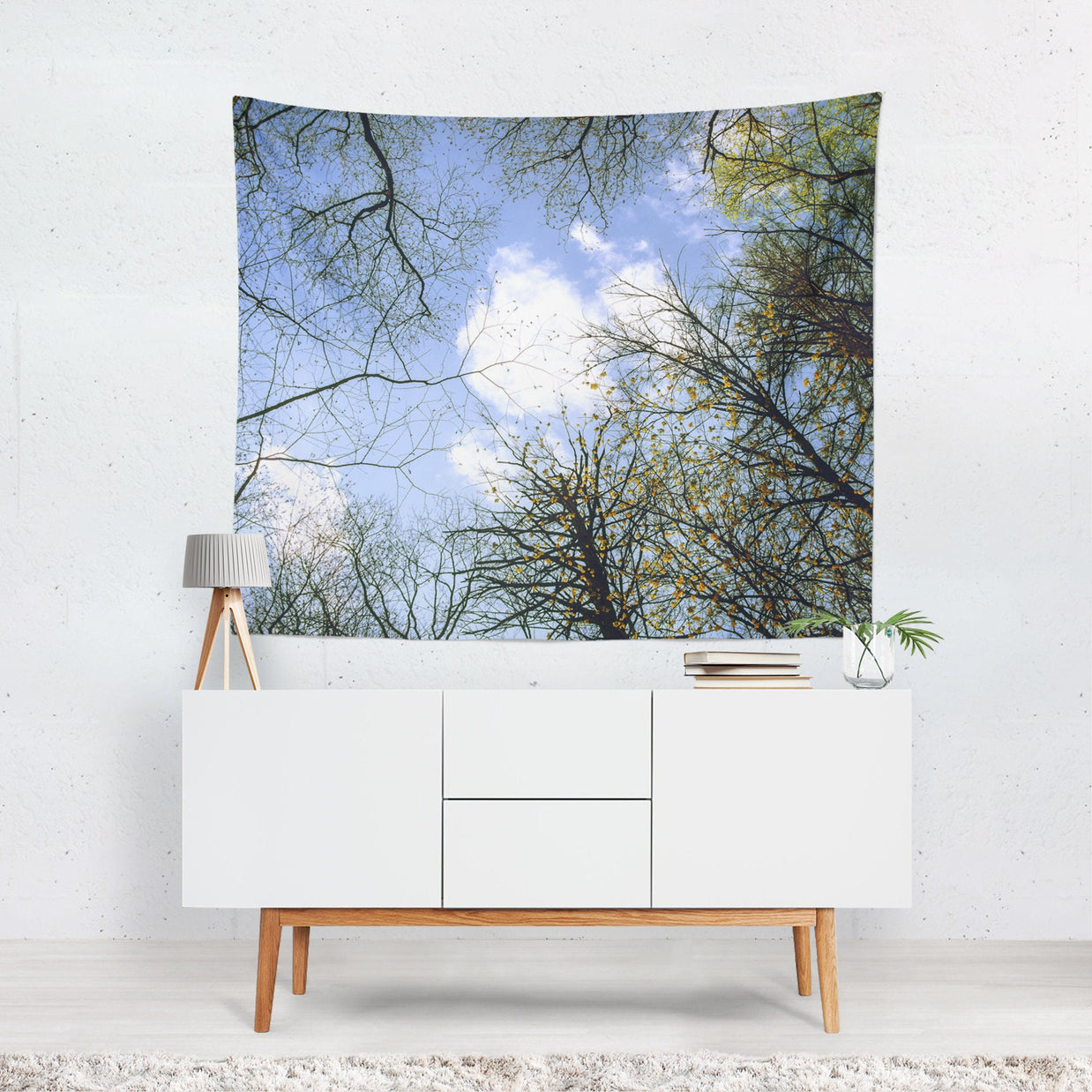Looking Up Autumn Trees Wall Tapestry Smoky Mountains -