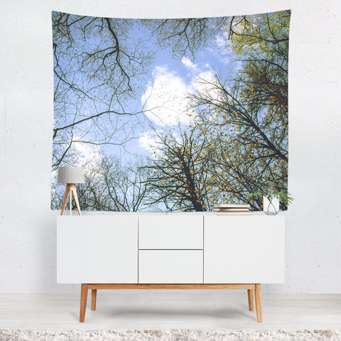 Looking Up Autumn Trees Wall Tapestry Smoky Mountains -