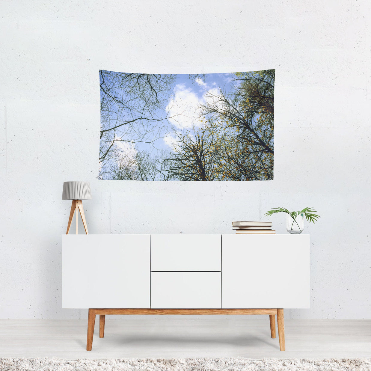 Looking Up Autumn Trees Wall Tapestry Smoky Mountains -
