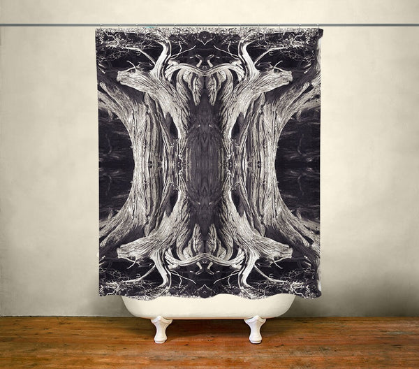 Surreal Black White Shower Curtain 71x74 inch Gothic Horror