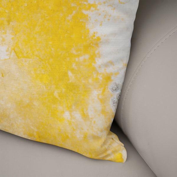 Modern Yellow White Lumbar Pillow Abstract Art Cover - Throw