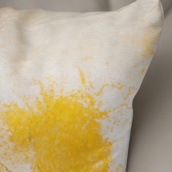 Modern Yellow White Lumbar Pillow Abstract Art Cover - Throw