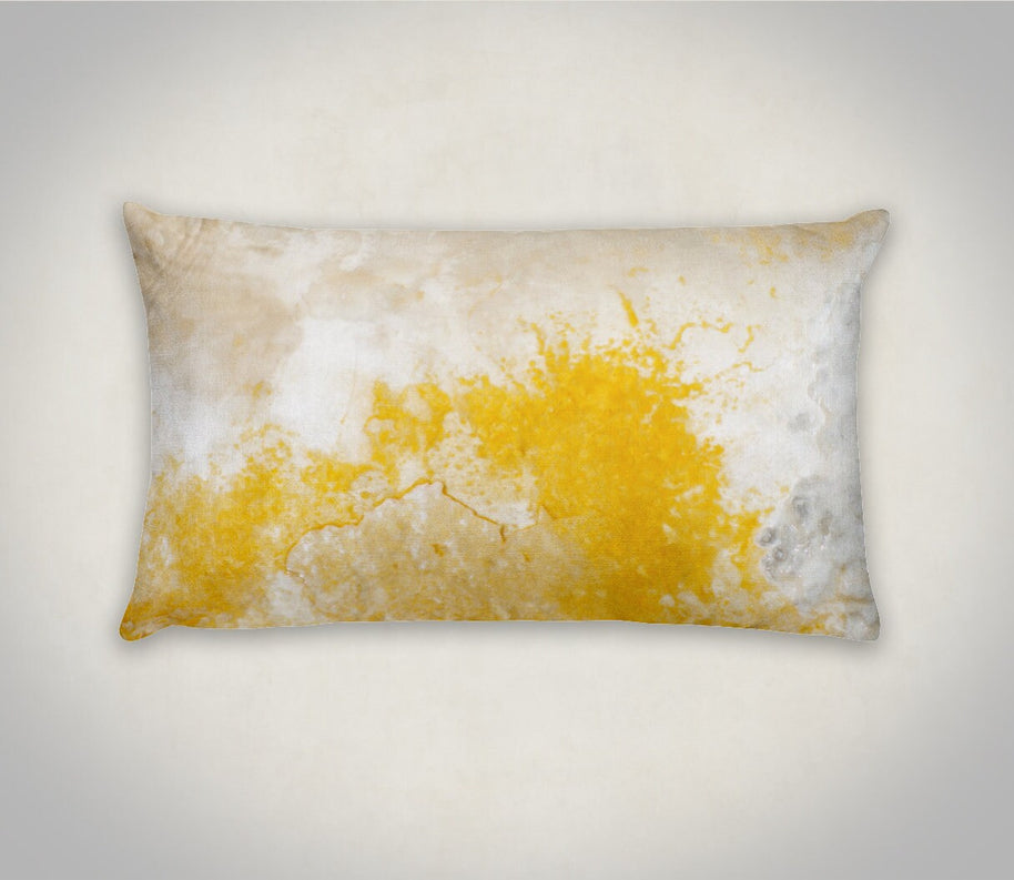 Modern Yellow White Lumbar Pillow Abstract Art Cover - Throw