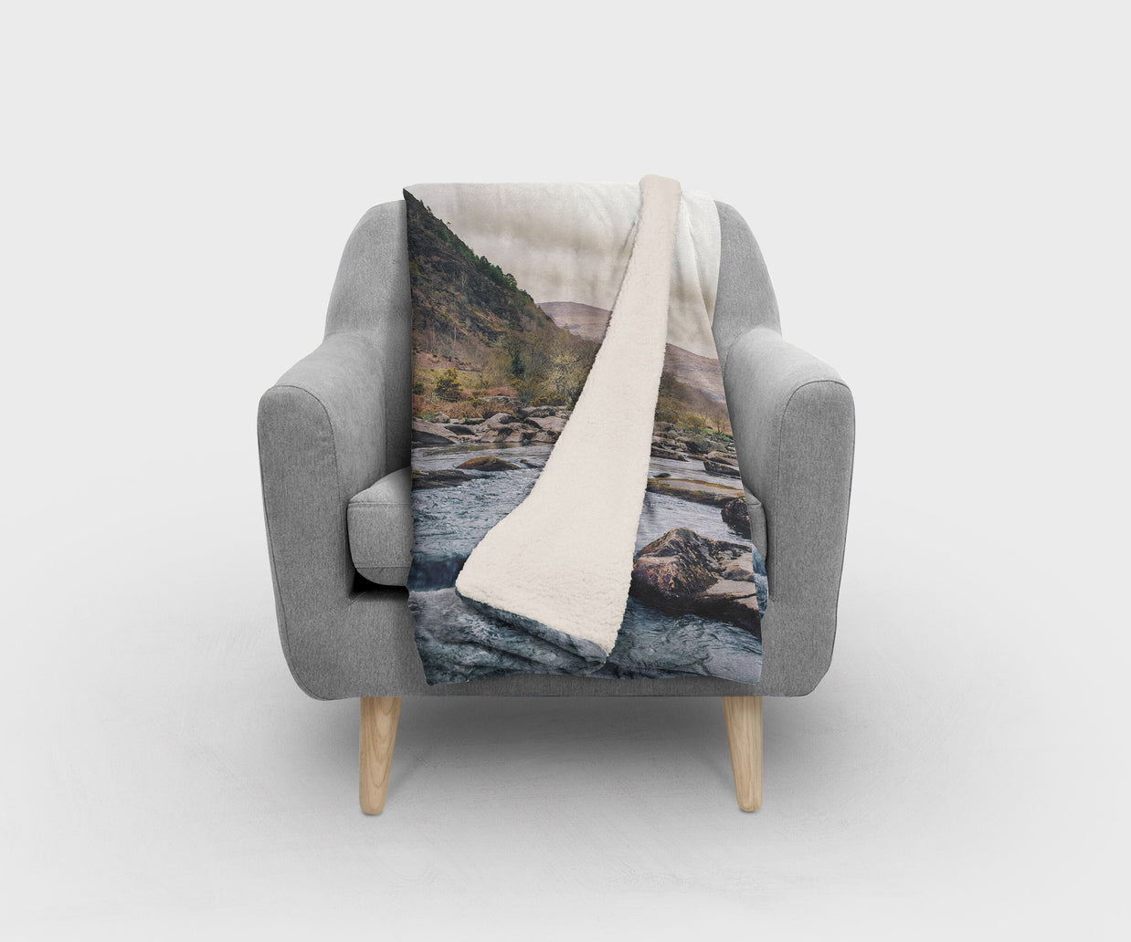 Blue Rive Sherpa Throw Blanket Snowdonia Wales UK Vegan