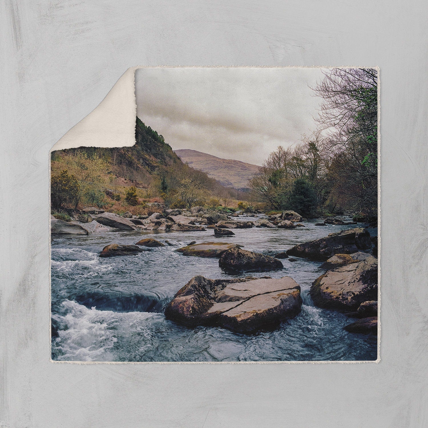 Blue Rive Sherpa Throw Blanket Snowdonia Wales UK Vegan