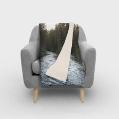 River and Trees Sherpa Throw Blanket Rustic Montana Decor