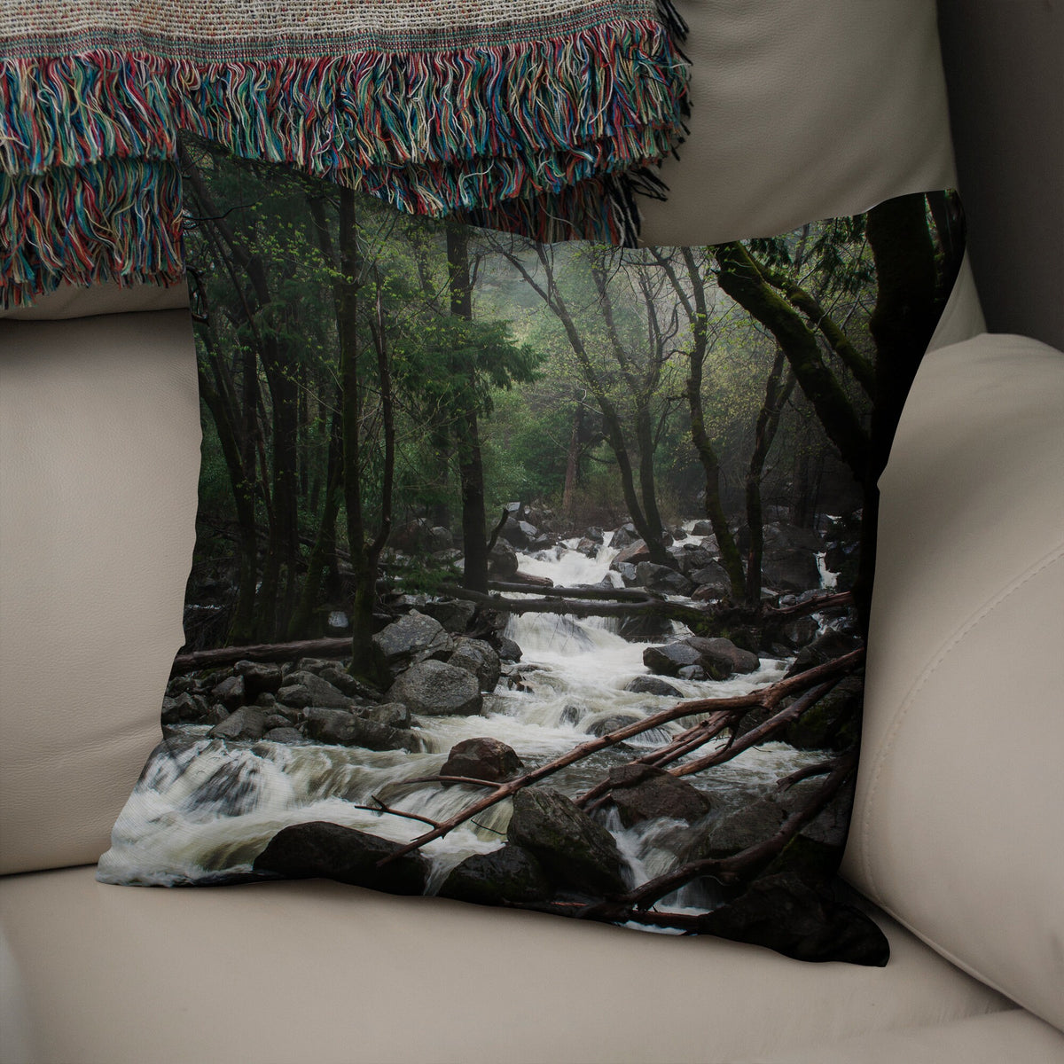 Misty Forest Throw Pillow Cover Yosemite National Park -